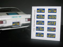 1970 – 1974 CALIFORNIA miniature LICENSE PLATES for 1/25 scale MODEL CARS