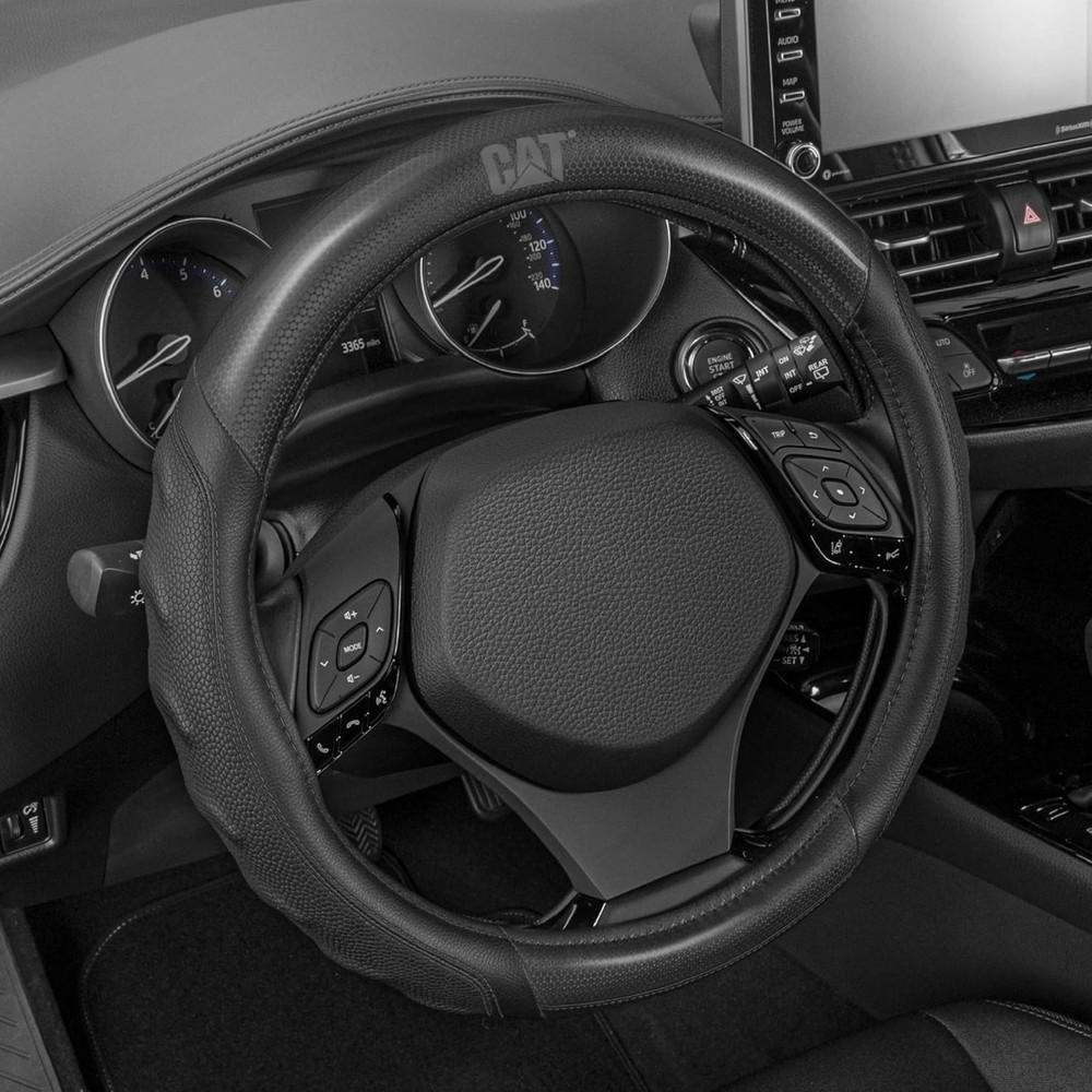 Cat Hexsport Black Carbon Fiber Steering Wheel Cover Standard 15 Inch Size