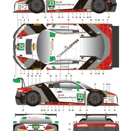 S.K. Decals SK24120 Audi R8 LMS GT3 “Alex Job” IMSA Daytona 24H 2017 Decal Sheet