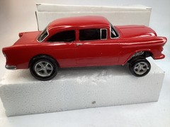 10” solid resin Gasser ‘55 Chevy 55CC-111 MODEL hot rod car red new (L9)