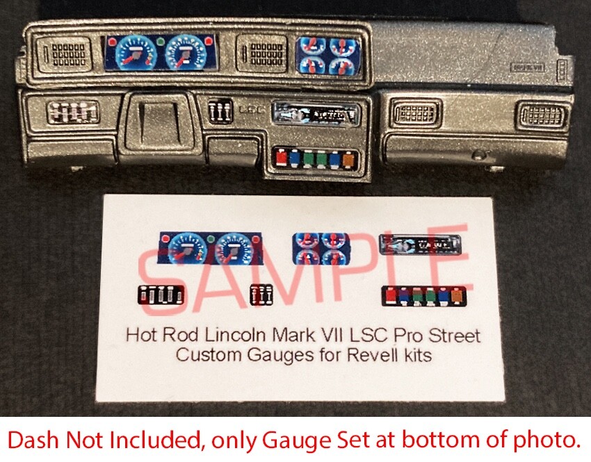 HOT ROD LINCOLN MARK VII LSC PRO STREET GAUGE FACES for 1/25 REVELL kits BLUE