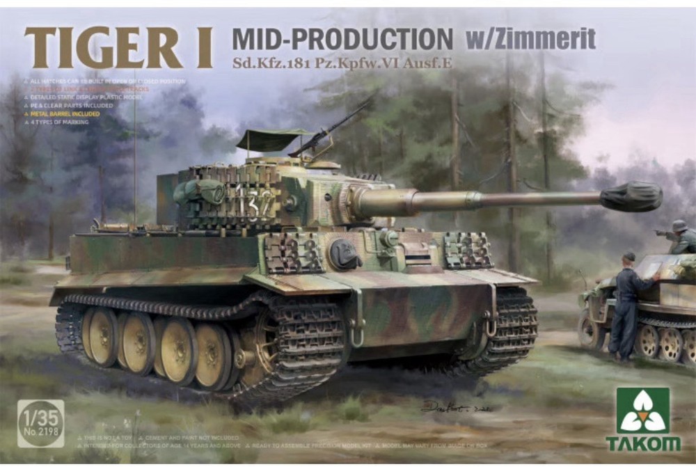 1/35 Takom #2198 Tiger 1 Mid-Production With Zimmerit