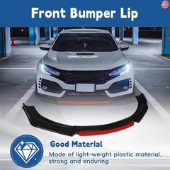 Silscvtt Universal Glossy Black Front Bumper Lip Spoiler Splitter 4 Pieces Kit