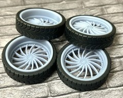 1/24 Resin: 26 Scale-Inch “Forgiato Hades” Style Model Car Wheels/Tires,1/25