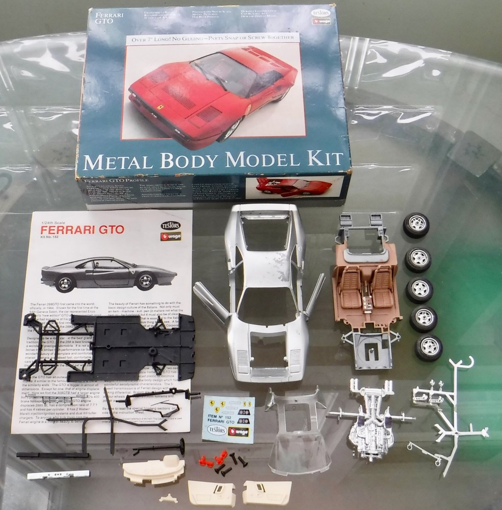 Ferrari GTO Metal Body Model Kit Testors 152 Snap or Screw On Parts Started