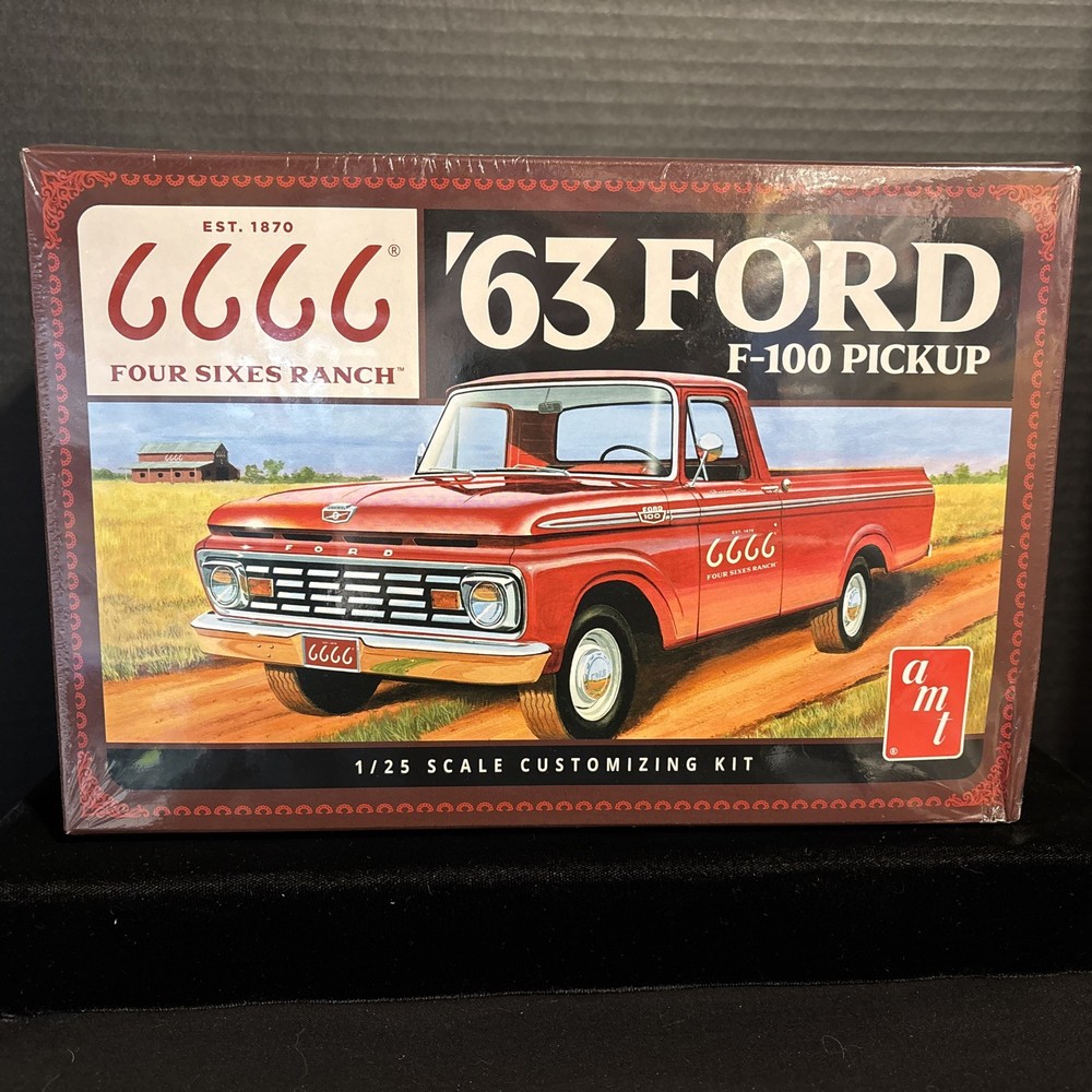 AMT 1559 FOUR SIXES RANCH 1963 FORD F-100 PICKUP MODEL KIT-NIB-1/25 SCALE