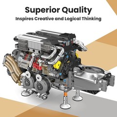 Working W16 Engine Model Kit Toys Building V8 Mini Engine Scale Model for Adults