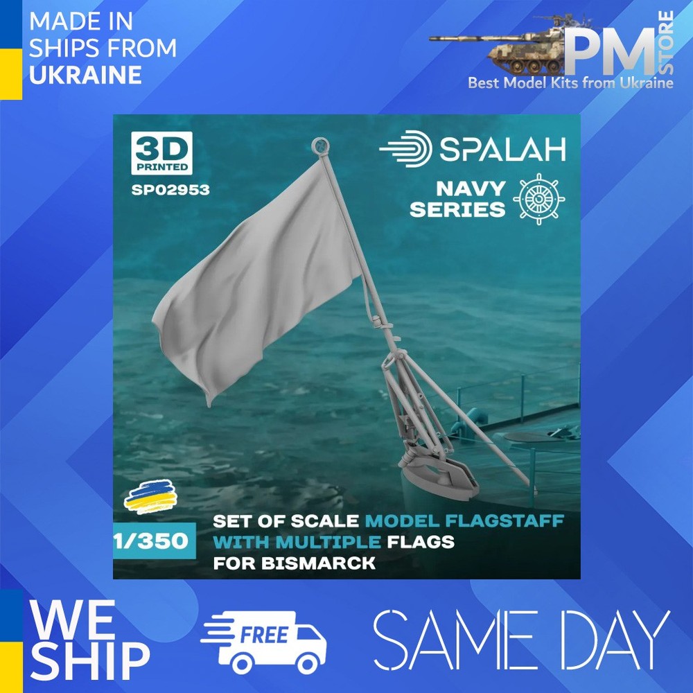 SPALAH 02953 1/350 Set of scale models Flagstaffs with multiple flags/Bismarck