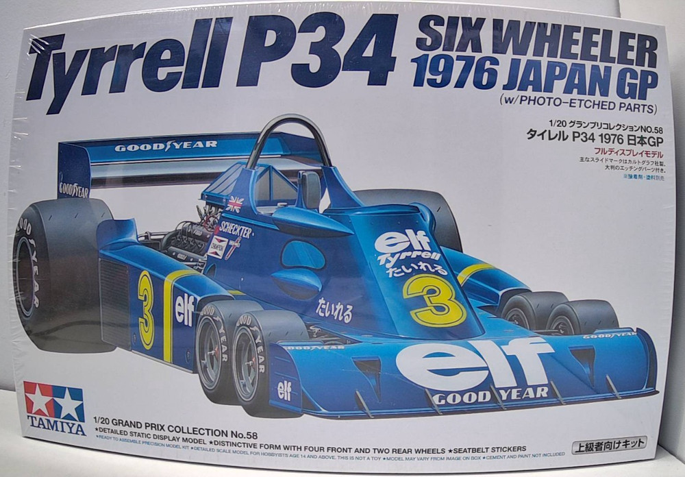 Tamiya 20058 1/20 F1 Car Model Kit Elf Team Tyrrell P34 76 Six-Wheeler Scheckter