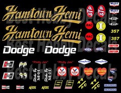 HAMTOWN HEMI Challenger NHRA DRAG 1/18th Waterslide Decals BLACK CAR ONLY