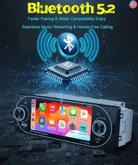 5.1″ Single Din Car Stereo Wireless Apple CarPlay Android Auto, IPS Touchscreen