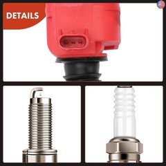 A-Premium Ignition Coil (Red) with 3-Pins and Iridium Spark Plugs Compatible