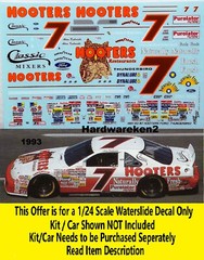NASCAR DECAL # 7 HOOTERS 1993 FORD THUNDERBIRD ALAN KULWICKI 1/24