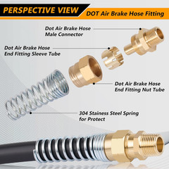 Air Brake Fittings, Brass DOT 3/8” Hose X 3/8” Male Air Hose End Connector with