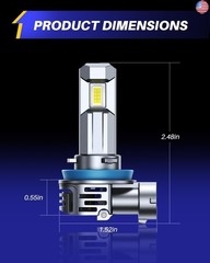 AUTOONE H11 9005 LED Bulb Direct Fit 1:1 Mini Size, 70000LM H8/H9 HB3 Combo Fog