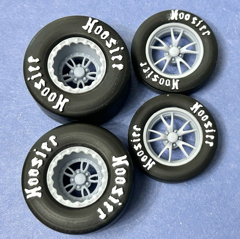 Resin 15/17 Scale inch “Weld Full Throttle” Wheels With Drag Slicks 1/24, 1/25