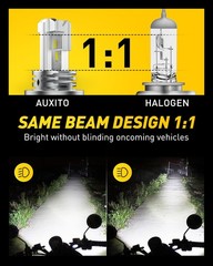 AUXITO H4 Light Bulb Hi/Low for Motorcycle, 400% Brighter, 9003 Bulb 6000K Cool