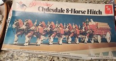 Vintage AMT Budweiser Clydesdale 8-Horse Hitch Model 1/20 Scale model -open box