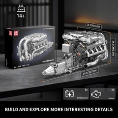 2899+ Pcs Visible V8 Internal Combustion Ohc Engine Motor Working Model DIY Kit