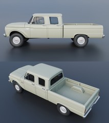 1/25 1966 Ford F-250 Crew Cab Truck Model Kit with Engine, Clear Parts & Tires