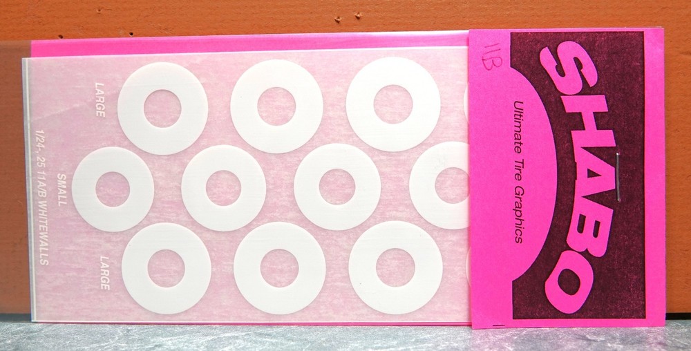 1/24 SCALE SHABO WIDE WHITE WALL TIRE TRANSFER SHEET # 11A/B