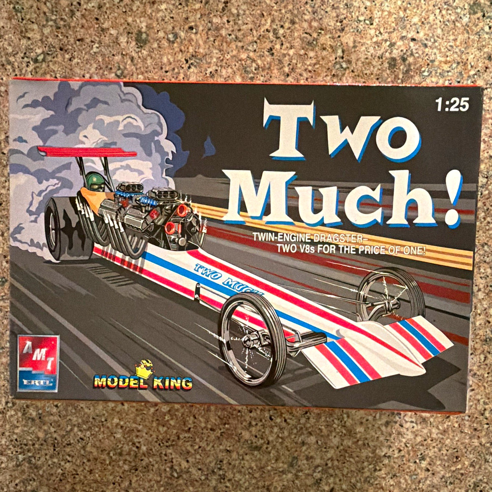 AMT Model King Two Much! Twin-Engine Dragster 1:25 Plastic Kit #21489P