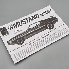 AMT 1/25 1971 71 Ford Mustang Mach 1 Instruction Booklet Only