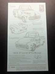 Vintage NOS AMT TD-8 1953 53 Ford Pickup 3 in 1 Model Kit Decal Sheet