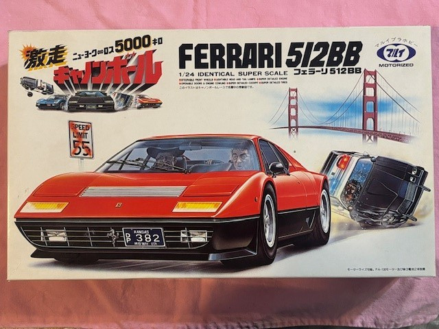 RARE Vintage “Cannonball Run” Ferrari 512BB model car kit, NIB, motorized
