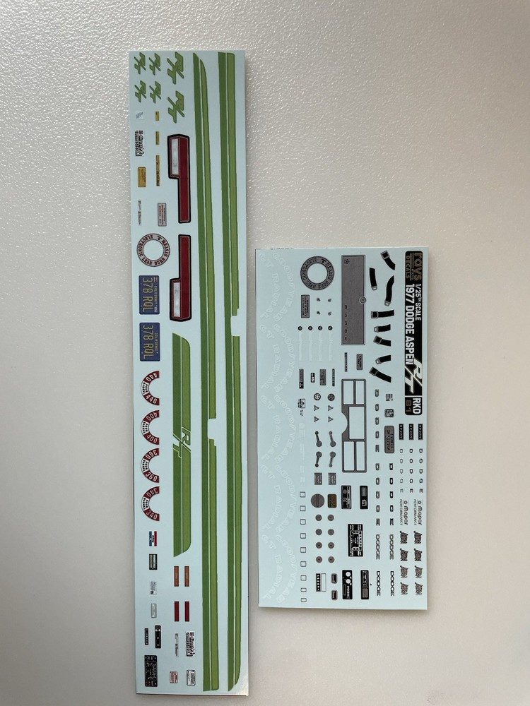 1977 Dodge Aspen R/T (Green) 1/25 Model Car Decals