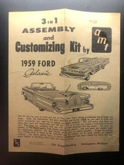 VINTAGE AMT 1959 Ford Galaxie 3in1 Model Kit #139 Original INSTRUCTIONS ONLY