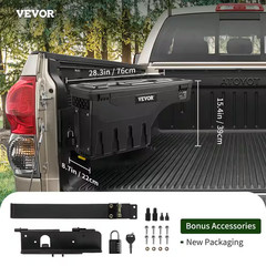 28 In. ABS Truck Bed Storage Box 6.6 Gal. Driver Side Truck Tool Box with Passwo