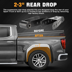 1-2 Inch Suspension Rear Drop Lowering Shackles Kit Fit for Chevy Silverado GMC