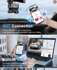 Dash Cam 4 Channel 360° Front Rear Inside DashCam, 4K Full HD Dashcam Car