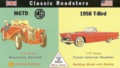 1/72 GLENCOE 03606; Classic Roadsters MG TD & 1958 Ford T-Bird