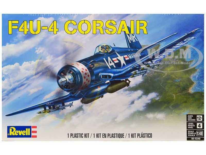 LEVEL 4 MODEL KIT VOUGHT F4U-4 CORSAIR AIRCRAFT 1/48 SCALE BY REVELL 85-5248