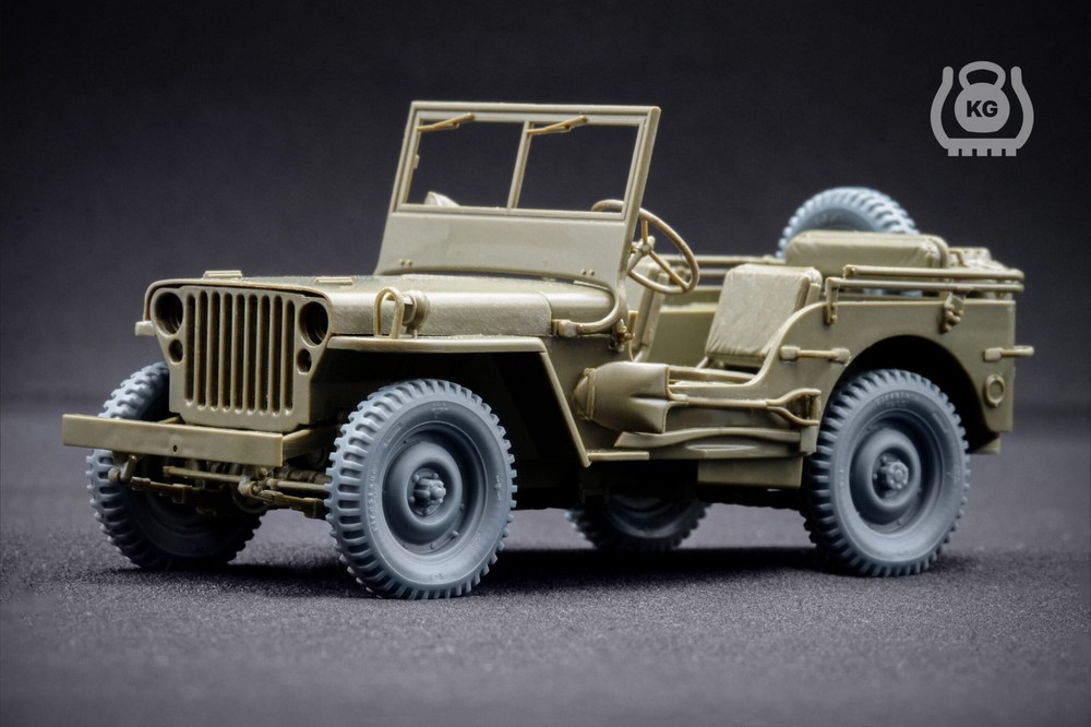 WILLYS MB Sagged wheel set (3d printed Upgrade set) 1/35 ScaleX WW 35001S