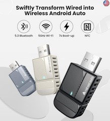 ByteWave Android Auto Wireless Adapter, 2025 NFC & Bluetooth 5.3 Convert