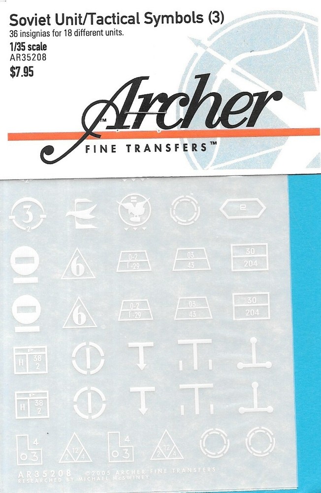 Archer 1/48th Soviet Unit & Tactical Symbols (3) Transfer Decals AR48208