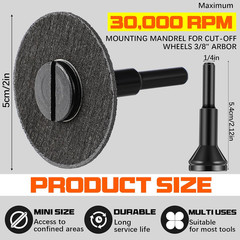 50 Pack 2 Inch Die Grinder Cut-Off Wheel and 3/8 in Arbor Hole 1/4In Stem Mounti