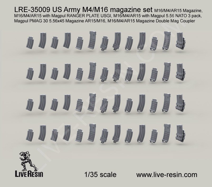 Live Resin 35009 1/35 US Army M4/M16 Magazine Set