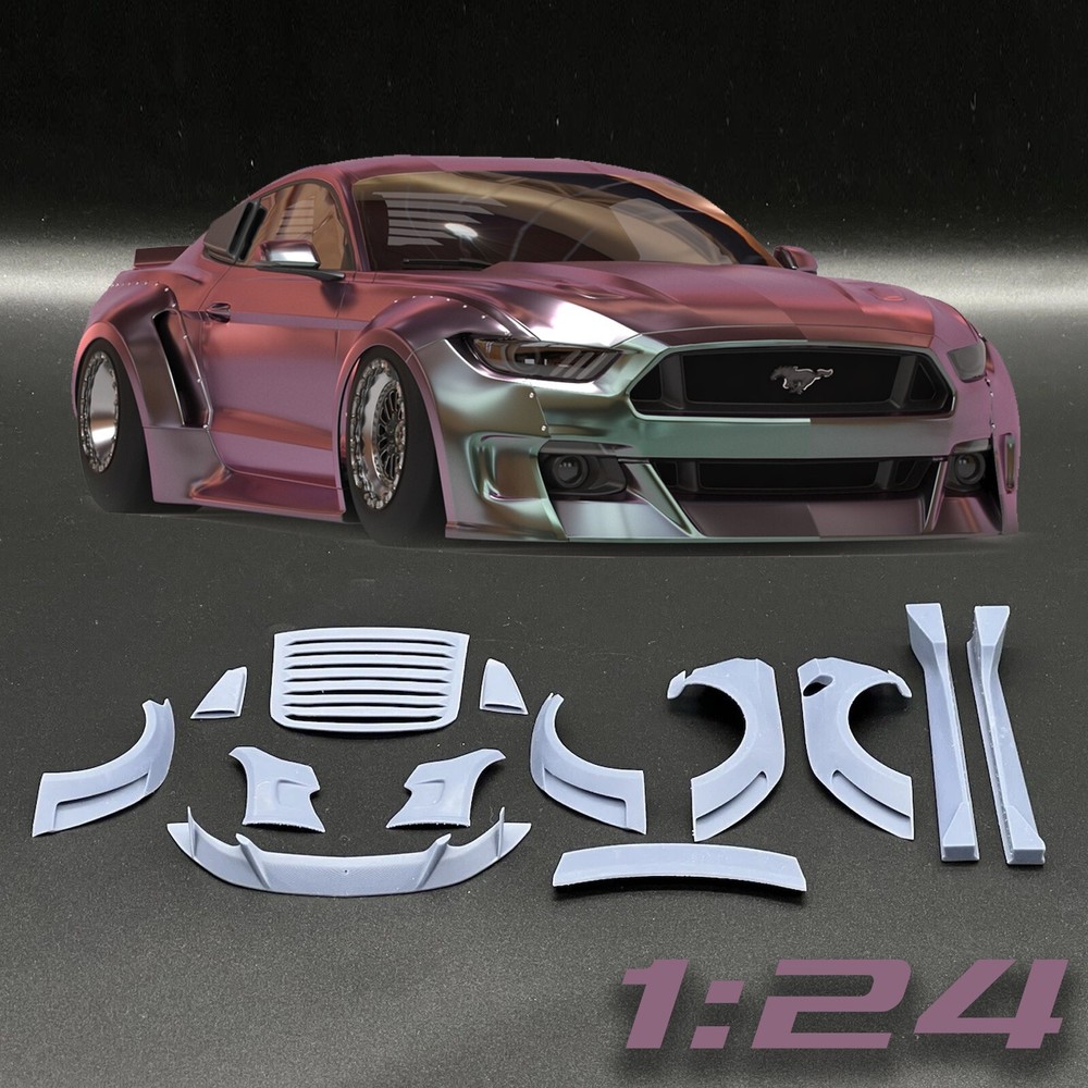 1:24 2015 Mustang Widebody Clinchd Flares Kit Transkit For Tamiya And Diecast
