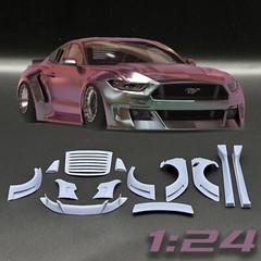 1:24 2015 Mustang Widebody Clinchd Flares Kit Transkit For Tamiya And Diecast