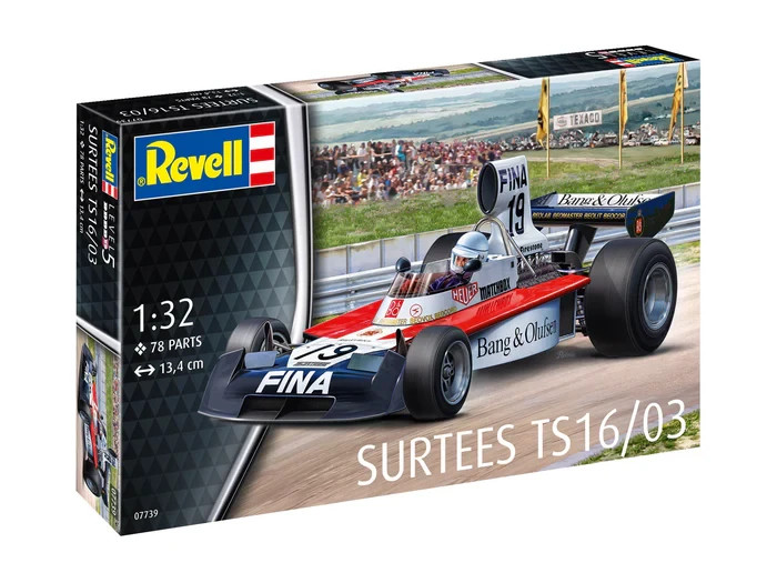 Revell G 7739 1974 Surtees TS16/03 Formula 1 Racing Car plastic model kit 1/32
