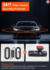 4K 3 Channel Dash Cam Front and Rear Inside, Wi-Fi Full HD Dash Camera for