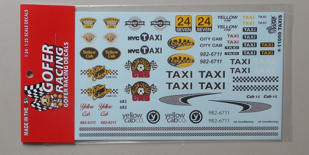 TAXI CAB 1:24 1:25 GOFER RACING DECALS CAR MODEL ACCESSORY 11059