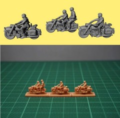 1/144 WWII German BMW R75 Motorcycle team (fine detail) Resin kit (#GER106AC)