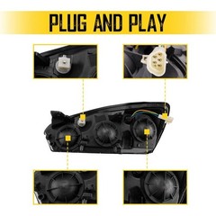Headlight Assembly Compatible with 2004 2005 Black-Amber/for 2004-2007 Malibu