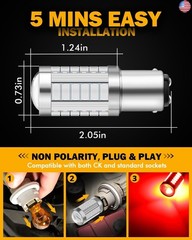 Auxbeam 1157 2357 Red Light, Super Bright 2057 2357 7528 BAY15D Replacement