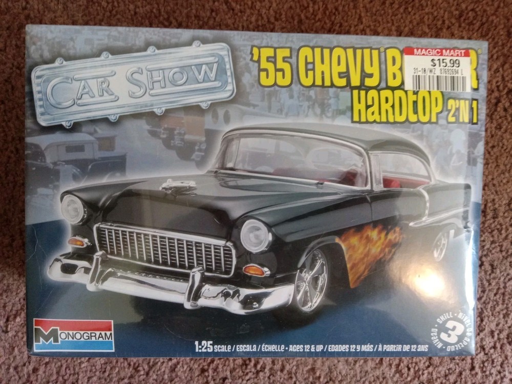 NEW SEALED Monogram Car Show 1955 Chevy Bel Air Hardtop 2 In 1 Model Kit